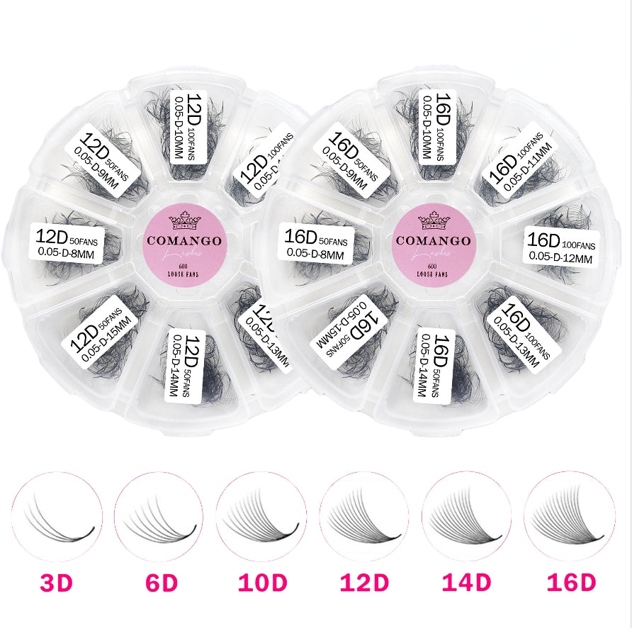 600 Premade Loose Fans Pointy Base