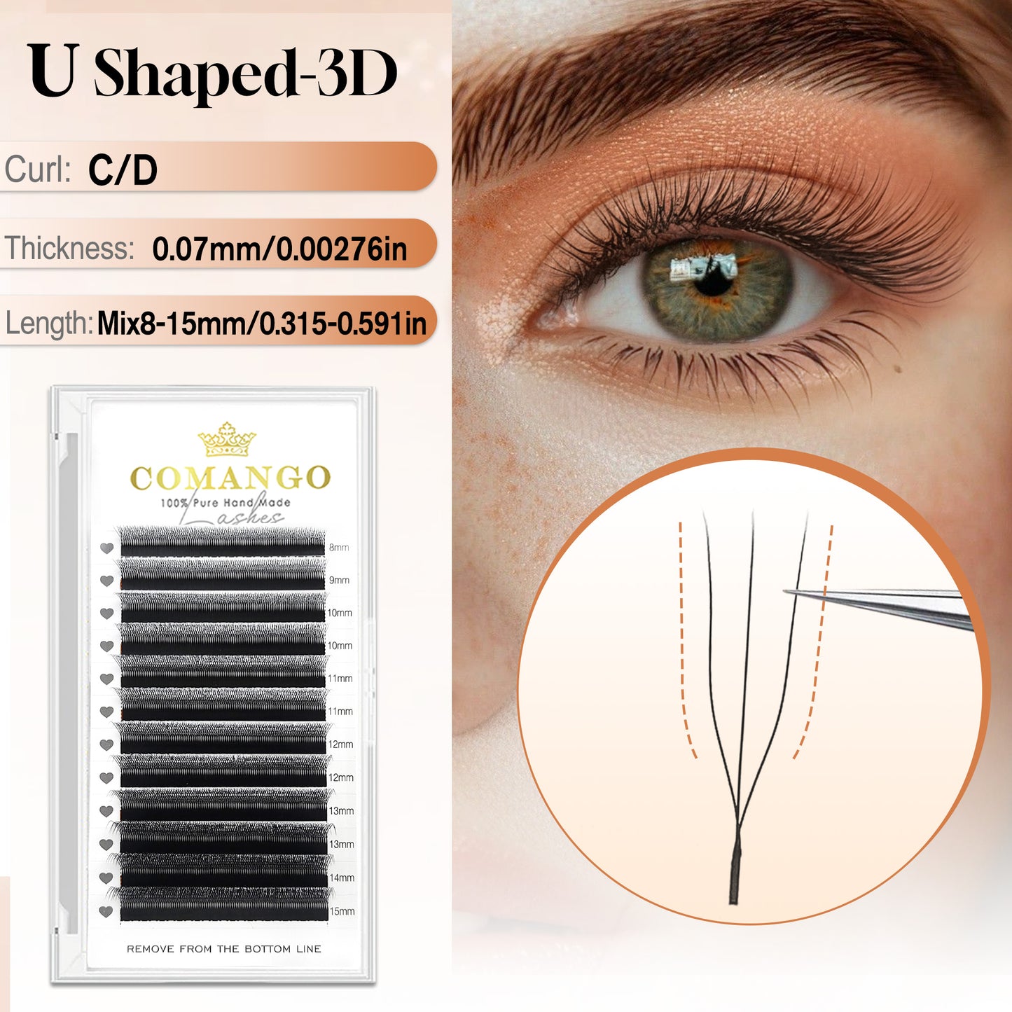 3U Lash Extensins U-Shape 3D Lashes
