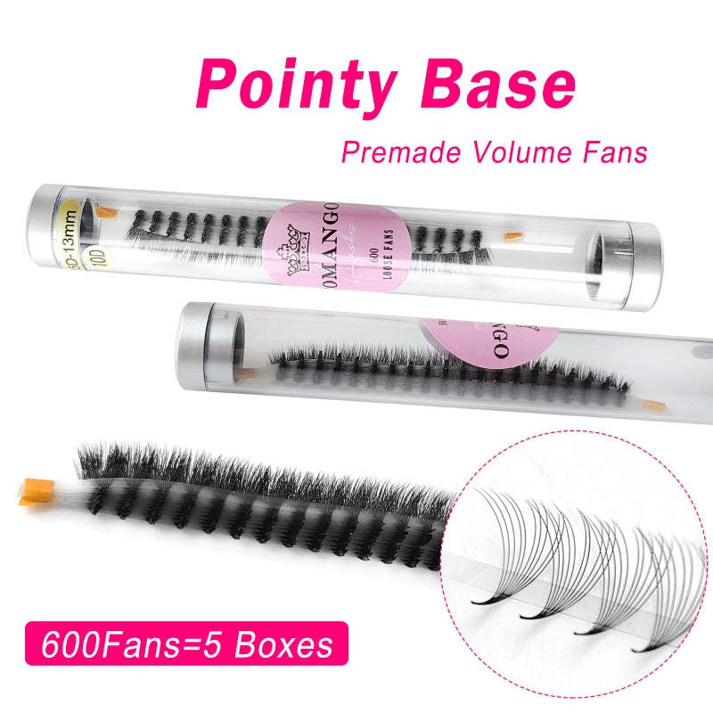 600 Fans Premade Volume Fans Pointy Base
