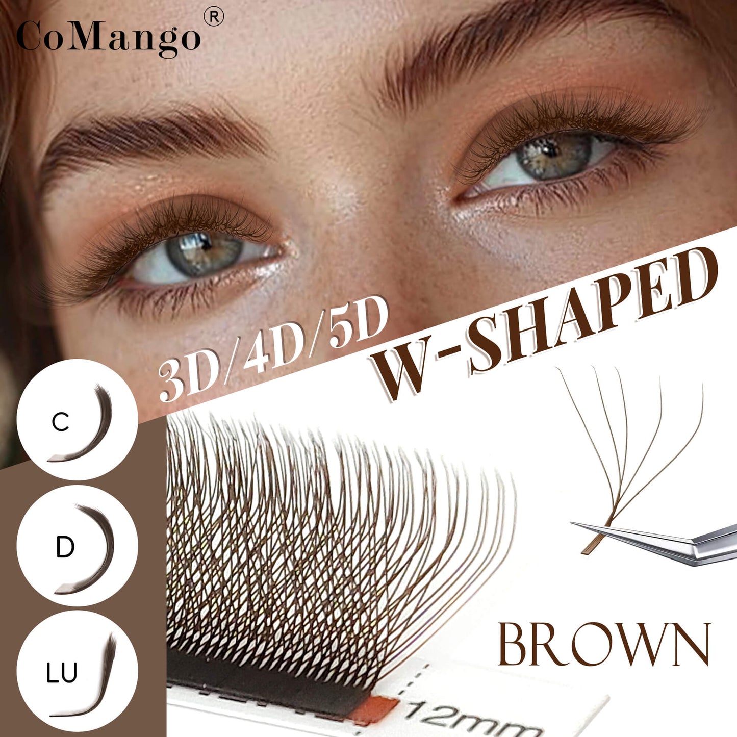Extensions de cils marron 3DW 4DW 5DW 0,07