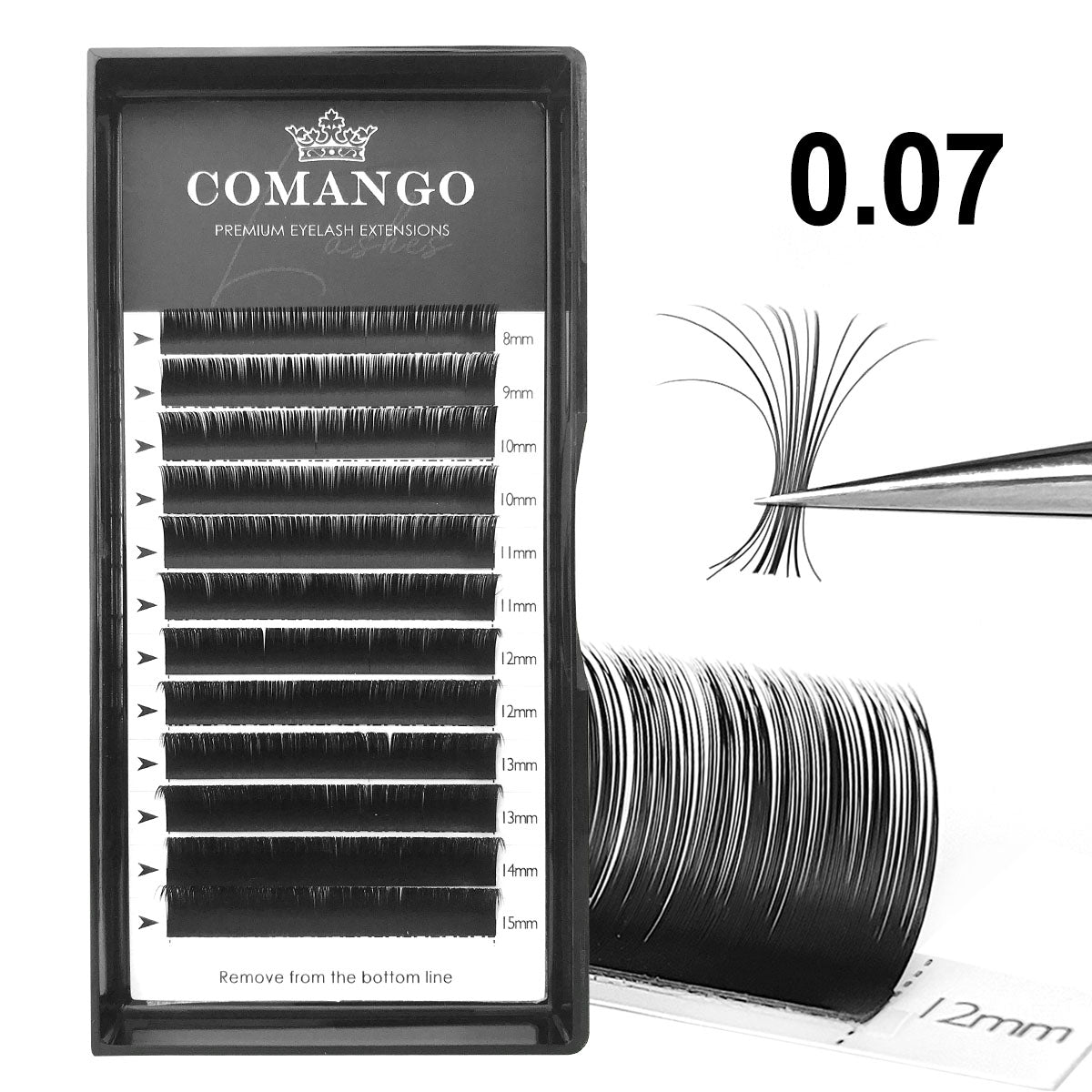 Extensiones de Pestañas de Volumen 0.07 Negro Mate