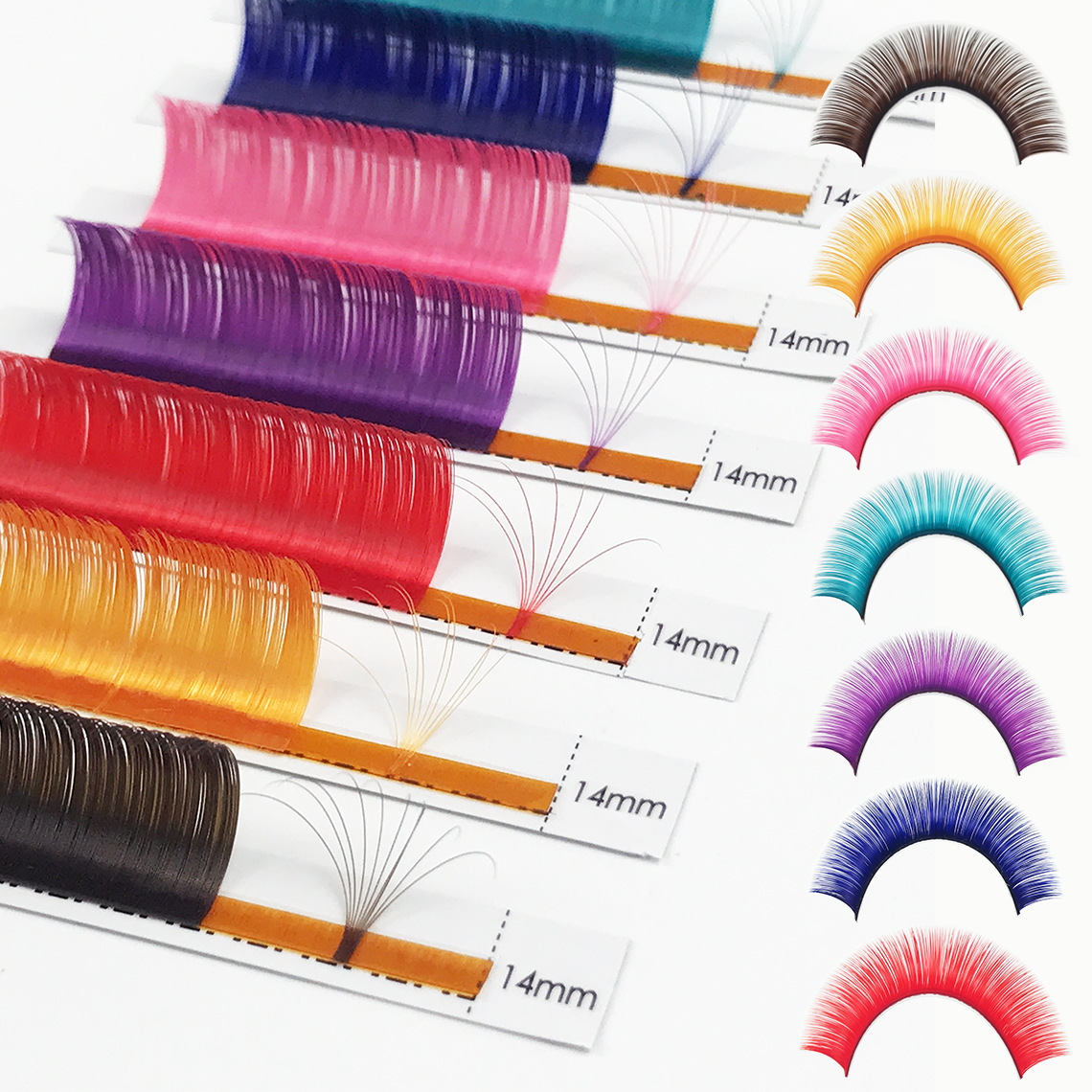 Colored Lashes Extensions Brown Light Violet Pink Blue Red | CoMango