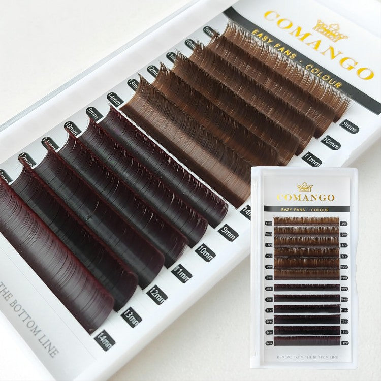 Brown Lashes Extensions Dark Brown & Chocolate Easy Fans | CoMango