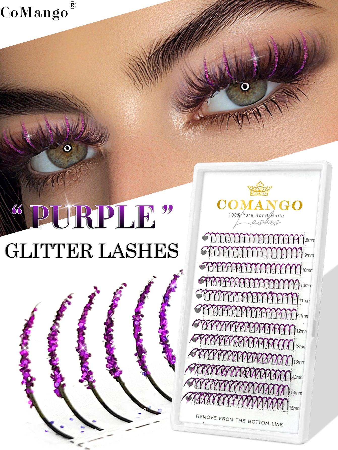 Color Glitter Spikes Lash Extension For Halloween Christmas Cosplay Party