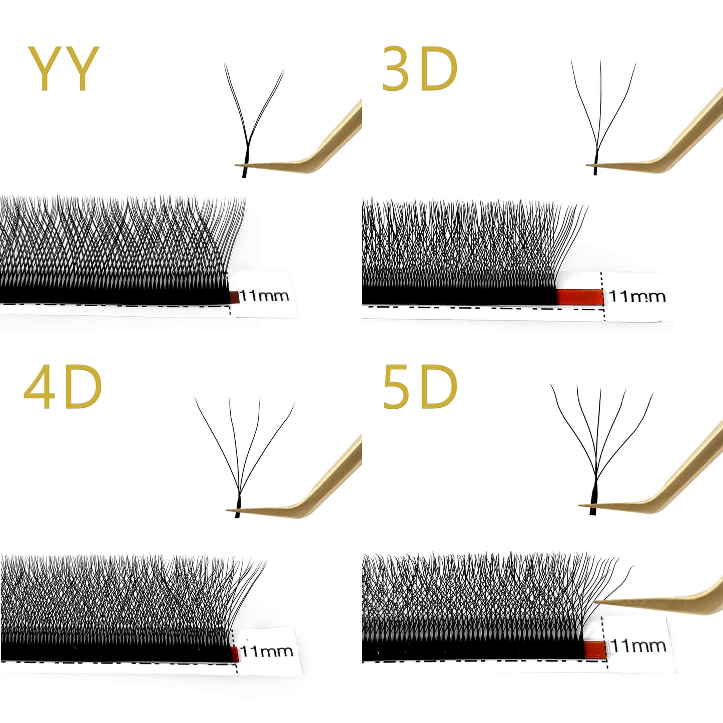 5D-W Form Wimpernverlängerungen Vorgefertigte Fächer 0.07