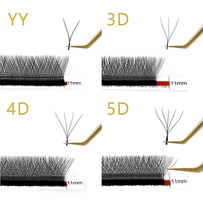 4D-W Shape Lash Extensions Premade Fans 0.07
