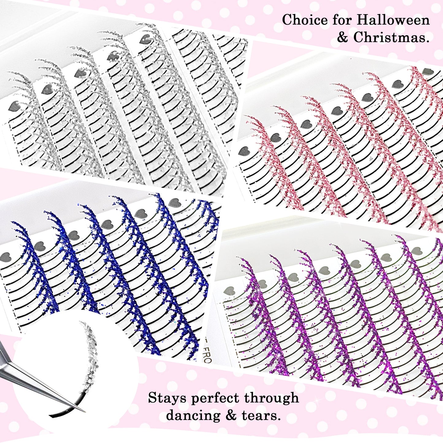 Color Glitter Spikes Lash Extension For Halloween Christmas Cosplay Party