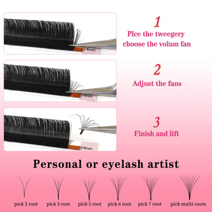 0.07 Cashmere Easy Fans Volume Lash Extensions Matte Black