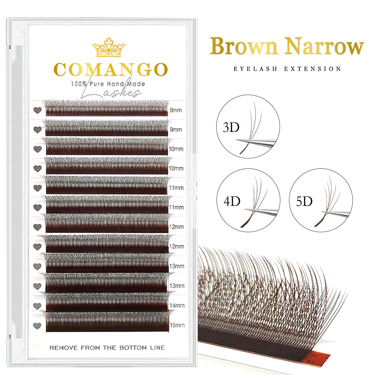Brown Narrow 3D 4D 5D Lash Extensions 0.07