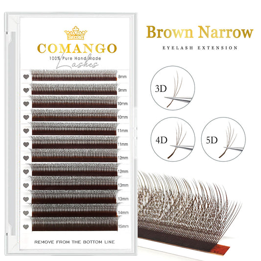 Brown Narrow 3D 4D 5D Lash Extensions 0.07