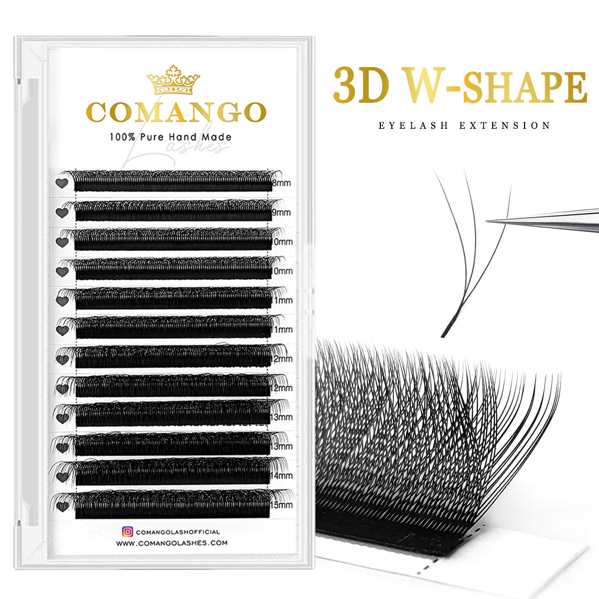 3D-W Shape Lash Extensions Premade Fans 0.07