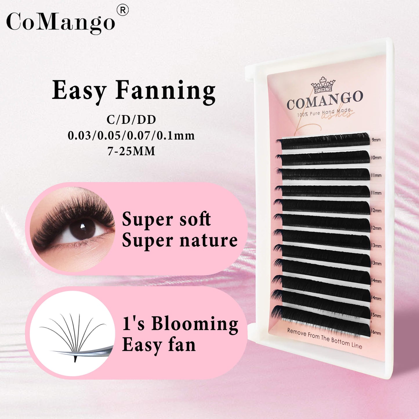 0.07 Cashmere Easy Fans Volume Lash Extensions Matte Black