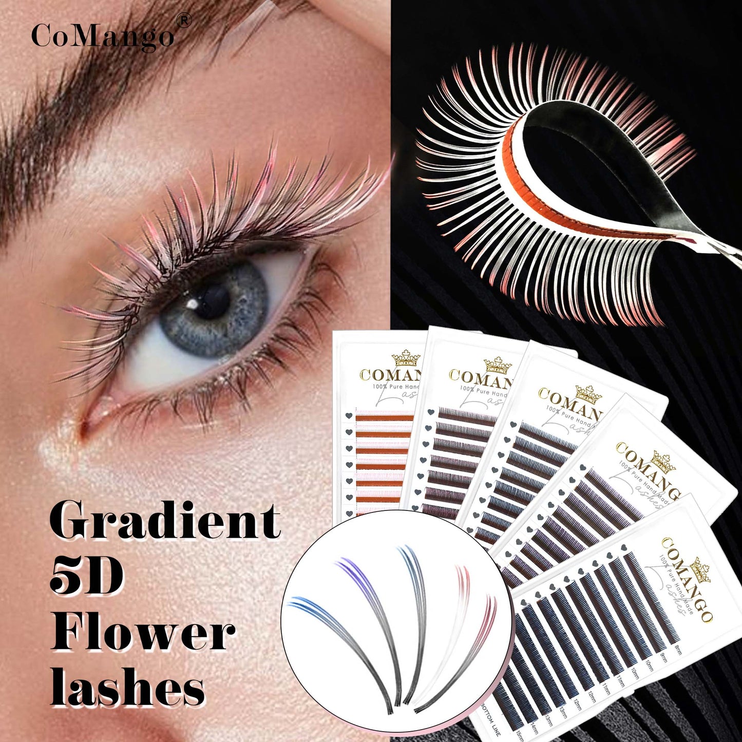 Ombre Colored 5D Flower Fairy Spike Lash Extensions