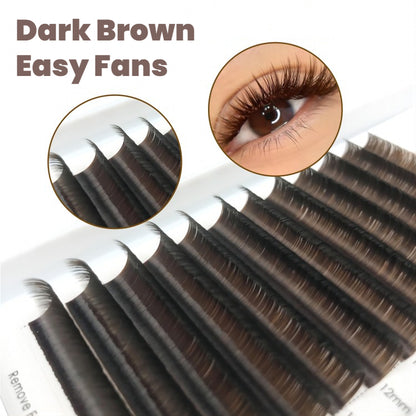 Brown Lashes Extensions Dark Brown & Chocolate Easy Fans | CoMango
