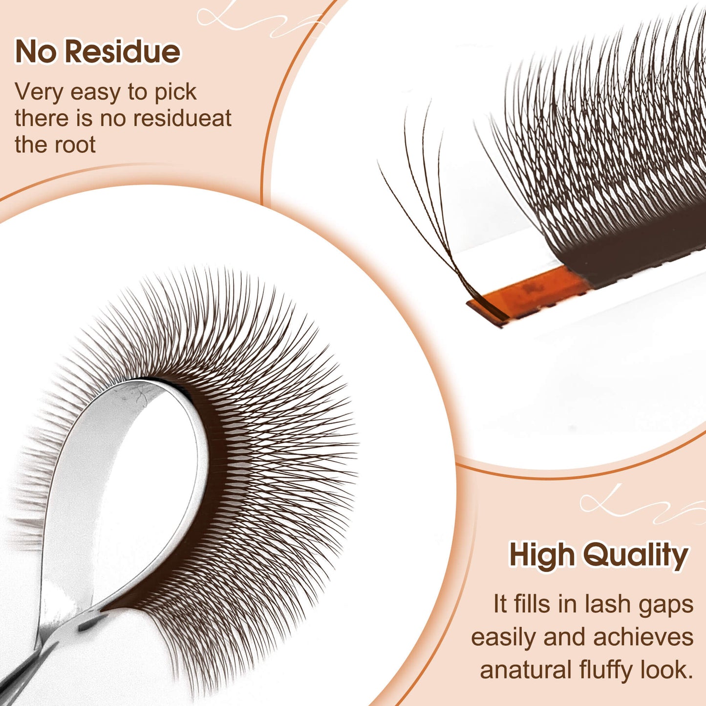 Brown Narrow 3D 4D 5D Lash Extensions 0.07