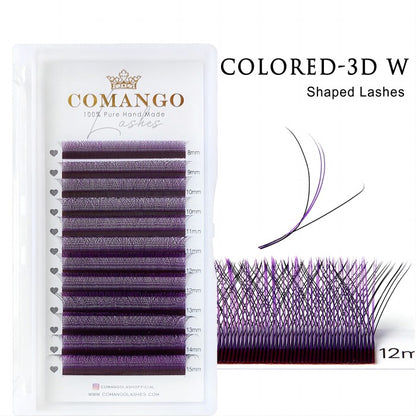 Colored 3D W Lashes Extensions Brown Purple Blue Premade Voume Fans