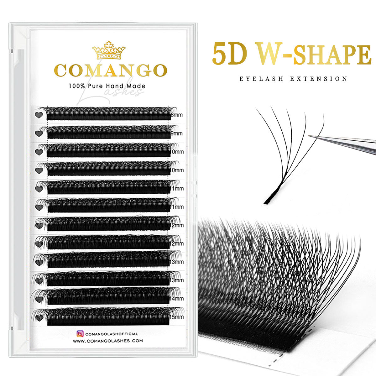 5D-W Shape Lash Extensions Premade Fans 0.07 – CoMango