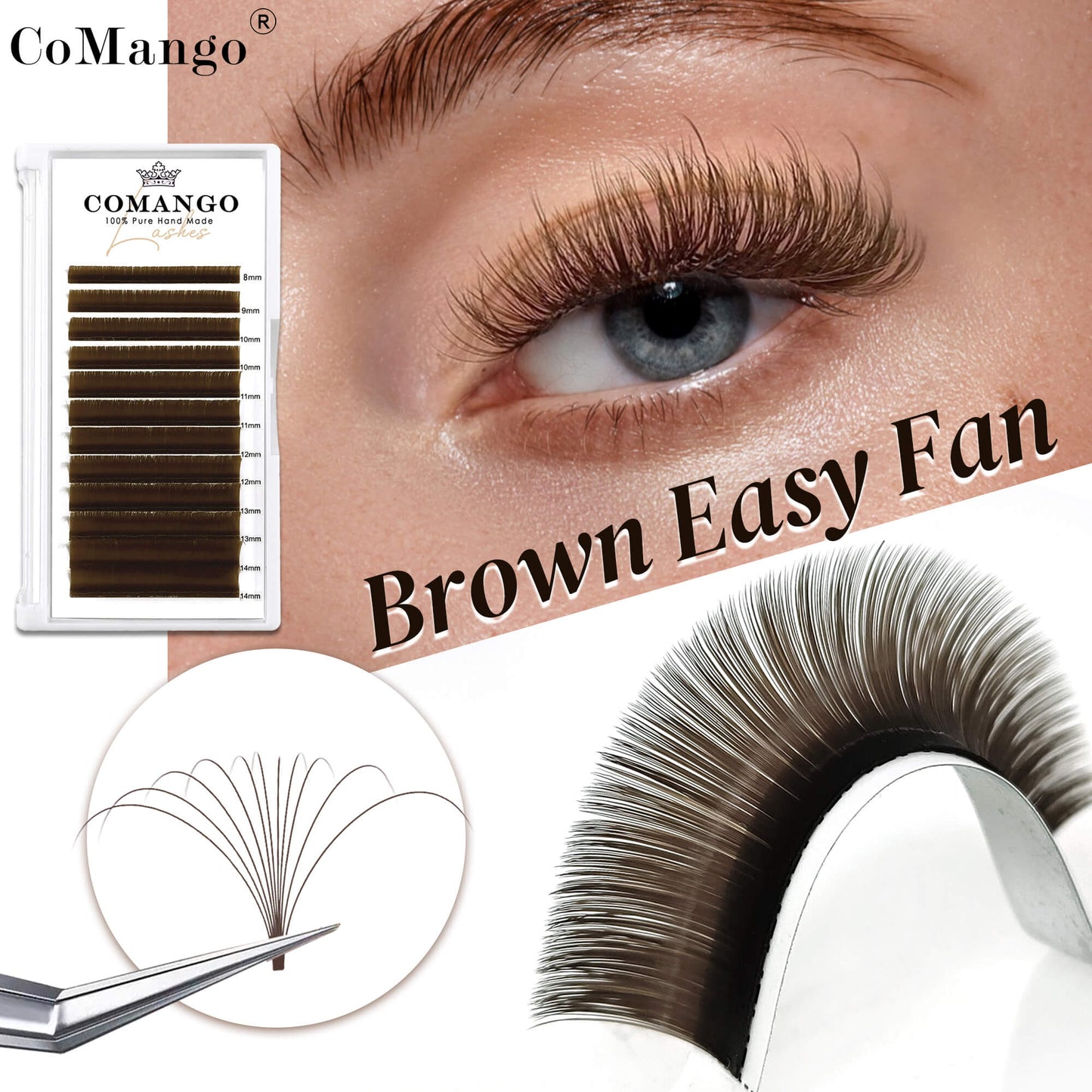 Brown Easy Fans Lash Extensions 0.07