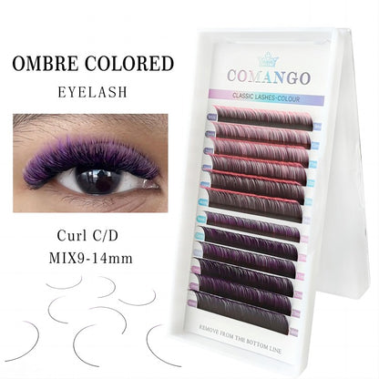 Two-color Brown Lash Extensions Ombre Pink Purple Green Blue | CoMango