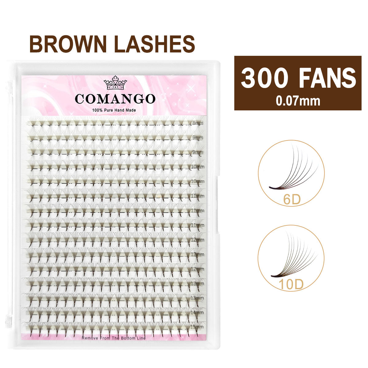 6D 10D Brown Pointy Base Premade Volume Fans-300 Fans