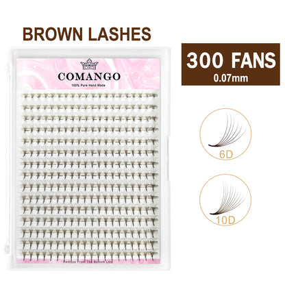 6D 10D Brown Pointy Base Premade Volume Fans-300 Fans