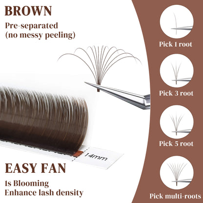 Brown Easy Fans Lash Extensions 0.07